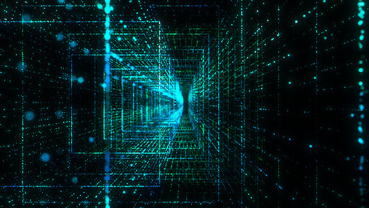 飞入数字技术隧道中3d运动数据蓝色商业互联网电脑背景矩阵科学图片