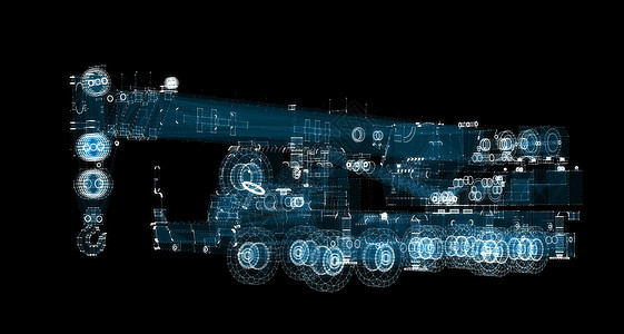 数字起重卡车全环式运输和技术概念项目CTF建造车轮服务3d粒子数据机械汽车网络交通图片