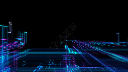 带粒子的数码网络空间 技术背景渲染3d代码网格辉光电脑智力全息科学活力图片