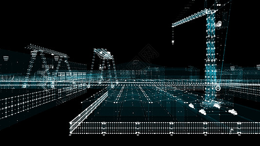 工业技术概念 工业4 0转型互联网虚拟现实电脑城市矩阵人工智能数字化自动化起重机图片