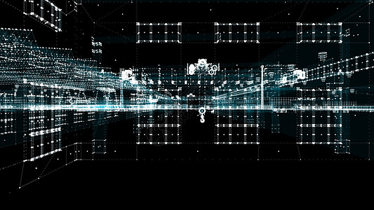 工业技术概念 工业4 0起重机矩阵植物高科技电脑科学转型3d数字化粒子图片