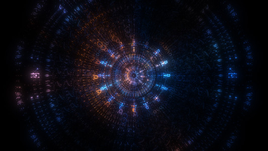 圆线粒子流 技术背景概念横幅创造力科学显示器数据蓝色流动粒子商业活力图片