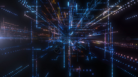 飞入数字技术隧道中界面速度代码设计智力背景科幻运动粒子商业图片