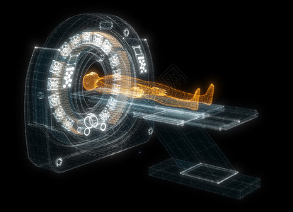 利用病人全息电脑进行数字MRI扫描 医学和技术概念保健药品辉光显示器卫生医疗保险创新扫描器诊所收音机图片
