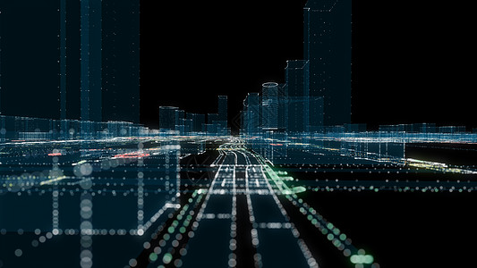 未来的智能数字城市 智能城市和技术商业概念 三显示器网格3d小说交通景观网络天际蓝色数据图片