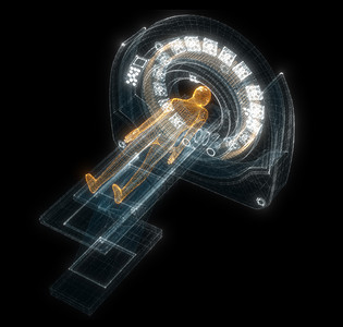 利用病人全息电脑进行数字MRI扫描 医学和技术概念医生保健说谎科学诊断智力创新诊所深度机器图片