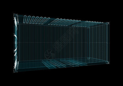 货运集装箱全息图 运输和技术概念盒子工厂进口送货加载电脑网络海运码头船运图片