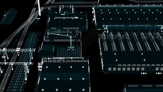 工业技术概念 工业4 0粒子全息虚拟现实自动化3d窗户矩阵城市网络建筑图片