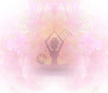 瑜伽女孩冥想-粉色的抽象卡片图片
