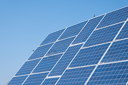 太阳能电池板 天上可再生能源电池组 以天空为背景燃料环境车站生态力量经济技术工厂资源太阳能图片