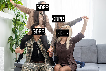 铭文 GDPR 背后的一大群人 一般数据保护条例 网络安全和隐私蓝色商业法律路标互联网隐藏联盟夫妻身份旅游图片