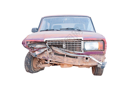 车背景图尝试在一次交通事故中损坏的苏维埃汽车 在白色背景上被隔离背景