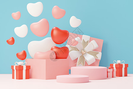 3d 渲染最小的甜蜜场景 展示台用于模拟和产品品牌展示 粉色基座代表情人节的主题 可爱可爱的心背景 喜欢day的设计风格讲台婚礼图片