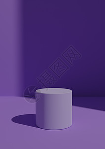 用于单立或圆柱形产品显示的简单 最小 3D 红紫背景 从带有复制空间的右侧窗口发出的明亮灯光背景图片