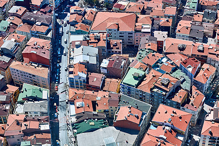 伊斯坦布尔屋顶的景象街道空气红色天线天空场景房子墙纸旅行旅游图片