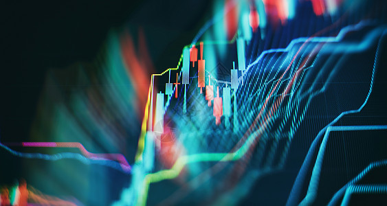 具有各种指标的金融工具图表 包括在计算机显示器上进行专业技术分析的交易量分析投资经济体积货币银行数据活力蓝色商业投资者图片