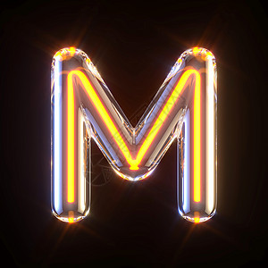 光束玻璃管字体 M 3D 字母图片