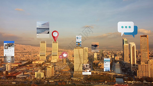 连通航空城市 有多个界面 未来主义概念 伊兹密尔的扩大现实虚拟现实生物图像追随者视频视觉转型视效社交卫星图片
