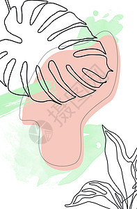白色 粉色和糊面绿色背景植物叶的涂鸦图片