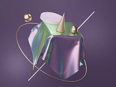 3d 成为抽象的简单几何形状 带有神秘全息图或全息图设计 实事求是的原始构成模型场景工作室小样悬浮框架海报飞行圆柱运动石头合金图片