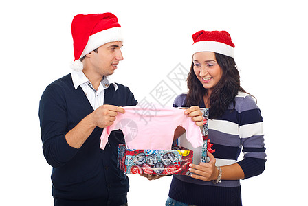 两人对话素材年轻夫妇在圣诞节收到惊喜新闻时背景