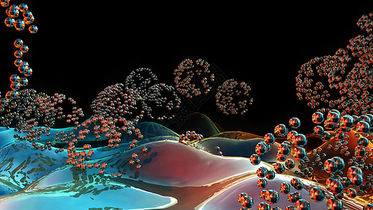 Corona化学背景 3D 简要抽象点和圆环图片