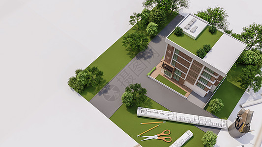 3D 住房建筑示范说明的投标奢华渲染窗户花园住宅投资插图露台别墅房子图片