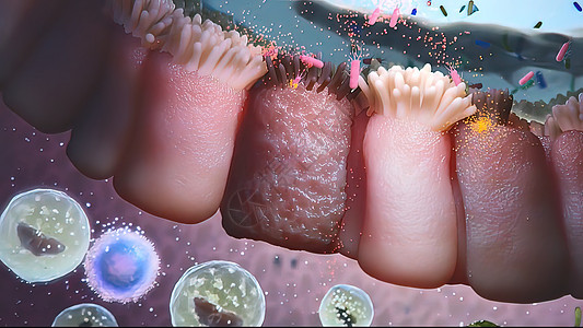 细菌攻击消化系统腹泻科学白细胞动画片免疫插图食物微生物学感染保健图片