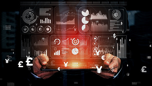 商业金融概念的大数据技术网络报告营销战略人士投资商务市场决策服务器图片