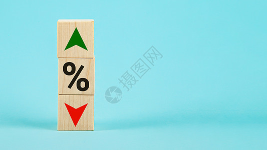 带有百分数符号图标的立方体块兴趣商业抵押债务风险银行平衡经济成功金融图片
