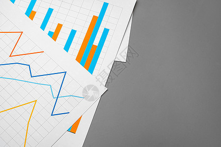 灰色背景的商务图分析文件商业图表分析文件信息文档经济会议营销研究生长投资公司报告图片
