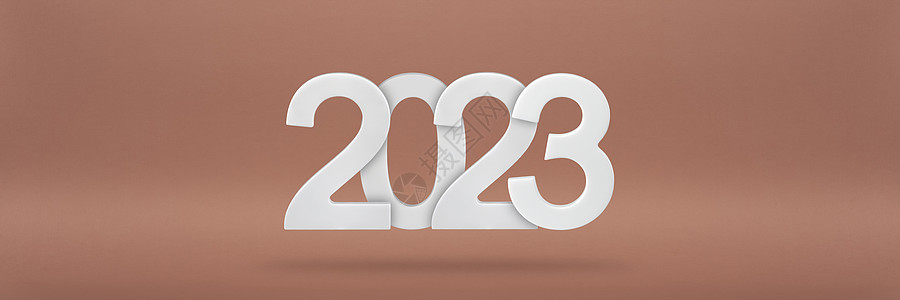 2023 年新年快乐问候模板 红色背景上带有白色数字 2023 的节日 3d 横幅 节日海报或横幅设计 新年快乐现代背景金融书法图片