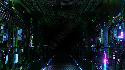 内部数字电线网络隧道Scifi走廊安全量子力量互联网墙纸辐射创新建筑学景观图片