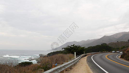 太平洋海岸高速公路1号 沿大洋的卡布里略公路 雾中加利福尼亚州大南图片