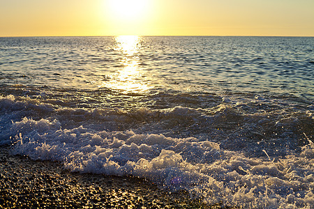 海面上的红日落 美丽的日落天空海洋晴天海岸蓝色太阳日出阳光橙子天堂图片