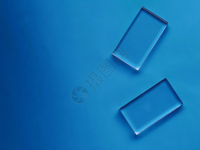 蓝色背景透明玻璃装置 未来技术与抽象屏幕模型设计药片电视工具奢华手机天空创新商业互联网小样图片