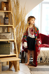 Ukraininan女孩身着民族风格的刺绣衬衫 来自乌克兰传统Vyshyvanka的现代衍生品场地黑发木头国家女士幸福森林戏服女图片