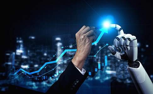 未来人造智能机器人和半机械人贸易机械手互联网劳动投资手臂男人人工智能机器技术图片