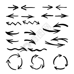 箭头和设计要素的收集圆形飞溅圆圈网络黑色波浪状绘画指针曲线墨水图片