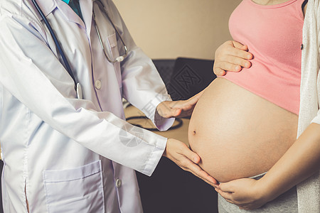 医院的孕妇和妇产科医生保健怀孕考试女人妇科产科女士诊所分娩妈妈背景