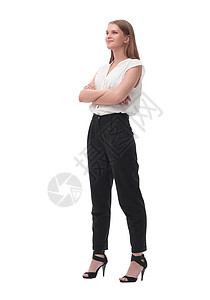 一位严肃的年轻商业女商务人士的肖像裤子幸福管理人员人士职业秘书商务经理快乐女士图片
