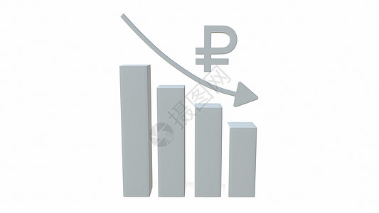 俄罗斯卢布 增加的图标正在下降 3D金融经济酒吧交换3d投资图表涂鸦统计生长图片