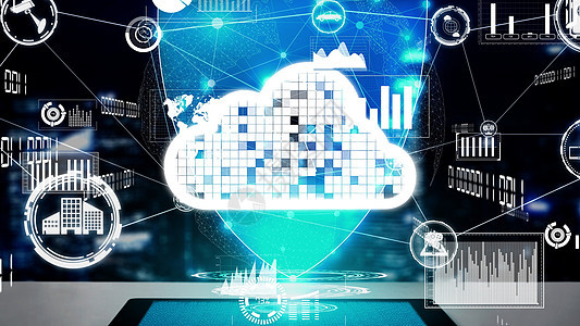 未来创新的概念云计算和数据存储技术手机3d互联网解决方案电脑网络理念服务商业计算机图片