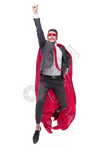 充满自信的超级英雄商务人士崛起起来了 他是个超人经理披风工作老板生长公司英雄男人男性职业图片