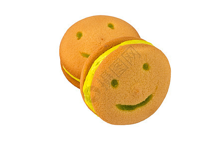 单独在白色背景上填满香蕉的笑饼干 单打独斗食物笑脸诱惑糕点符号表情圆圈幸福香草孩子们图片