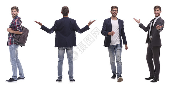 一个成功的年轻人的相片拼贴画人士动机学习就业大学海报学生衬衫男性职业图片