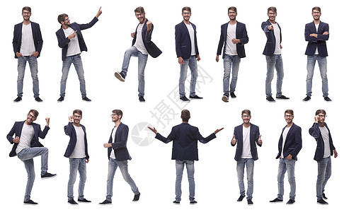 一个成功的现代人照片的拼贴图信心情绪快乐生意人牛仔裤人士公司冒充衬衫微笑图片