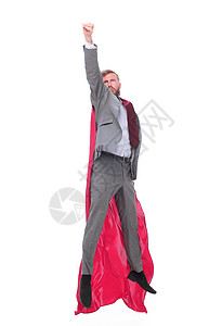 超级超级英雄商务人士兴起起来红色公司领导套装经理工作男人管理人员老板企业家图片