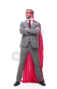 充满自信的商务人士超级英雄在寻找复制空间人士面具英雄披风成功工作男人领导管理人员企业家图片
