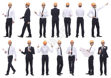 一名成功青年照片的拼贴图手势商务公司快乐幸福情绪男性生意人微笑套装图片